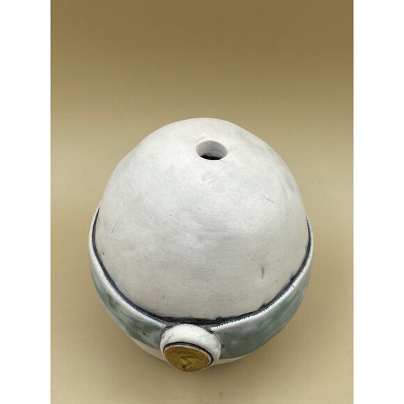 Ed & Kate Coleman Studio Pottery 5” Bud Vase Whimsical Belted Egg Abstract - Picture 4 of 11